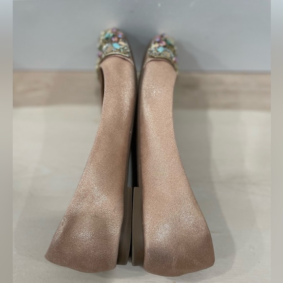 Spot Flats Made in Brazil Women's 6 Tan Bejeweled Aqua Turquoise Tan - Picture 8 of 12